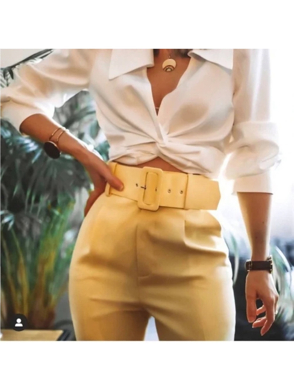 Zara Buckle Belted High-Waist pants
